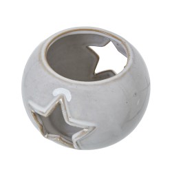 White Ceramic Star Cut-Out Round Tealight Holder - image 2