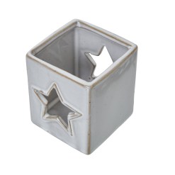 White Ceramic Star Cut-Out Square Tealight Holder - image 3