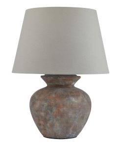 Siena Brown Round Table Lamp With Linen Shade