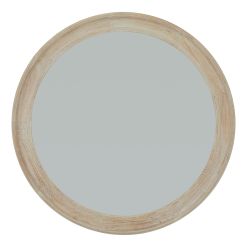 Washed Wood Round Framed Large Mirror