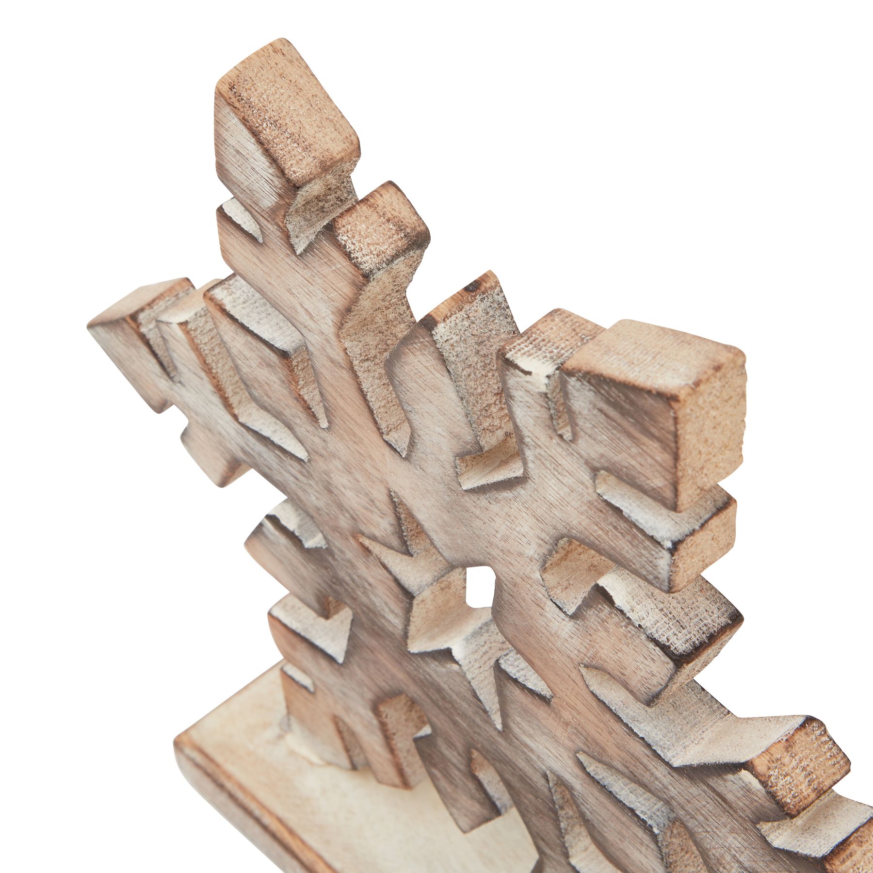 White Wash Collection Wooden Snowflake Decoration - image 2