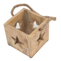 Natural Wooden Star Tealight Candle Holder - image 2