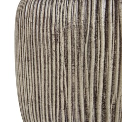 Ochre Carved Textured Table Lamp With Linen Shade - image 3