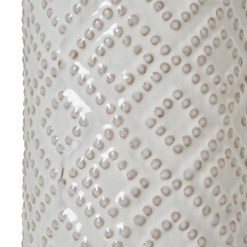 White Beaded Ceramic Lamp With Linen Shade - image 3