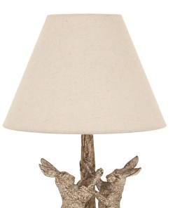 Stonewashed Marching Hares Lamp With Linen Shade