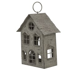 Rustic Metal Hanging House Tealight With Glass Votive - image 2