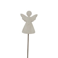 Large Whitewashed Rustic Angel On Stand