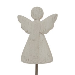 Large Whitewashed Rustic Angel On Stand - image 3