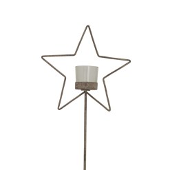 Natural Rustic Star On Wood Stand With Glass Votive - image 2