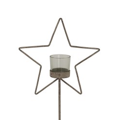 Natural Rustic Star On Wood Stand With Glass Votive - image 3