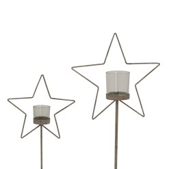 Natural Rustic Star On Wood Stand With Glass Votive - image 5