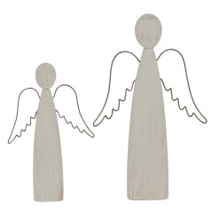 Large Whitewashed Rustic Standing Angel - image 3