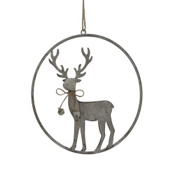 Large Rustic Reindeer In Hoop Hanging Decoration - image 2
