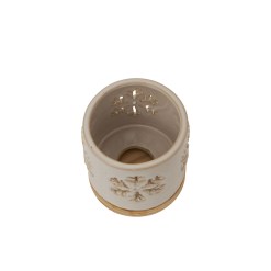 Alora Ceramic Snowflake Candle Holder On Wood Base - image 3