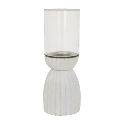 Large White Carved Hurricane Lantern - image 2