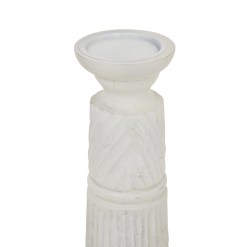 Medium White Carved Candle Holder - image 2