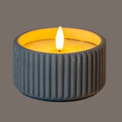 Luxe Collection Natural Glow Chalk Ribbed Small Led Candle - image 2