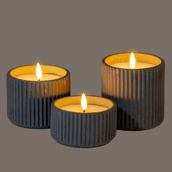 Luxe Collection Natural Glow Chalk Ribbed Medium Led Candle - image 4