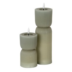 Luxe Collection Natural Glow 2.75x6 Grey Carved LED Candle - image 3