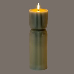 Luxe Collection Natural Glow 2.75x10 Grey Carved LED Candle - image 2