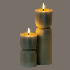Luxe Collection Natural Glow 2.75x10 Grey Carved LED Candle - image 4
