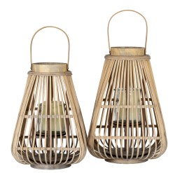 Large Peardrop Wicker Lantern With Glass Holder - image 5