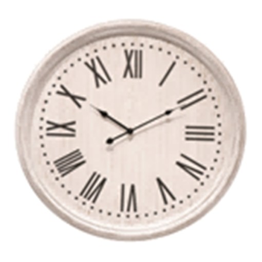 White Wash Clock With Black Numerals
