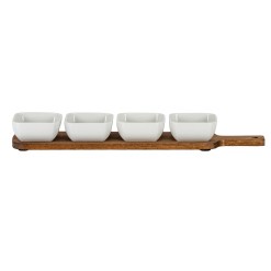 Acacia Serving Board including Four Ceramic Serving Bowls - image 2