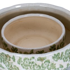 Large Green Clover Ceramic Bowl Pot - image 4