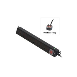 Lindy 6 Way UK Mains Sockets, Vertical PDU with UK Mains Plug