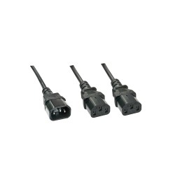 Lindy 1m IEC Splitter Cable IEC C14 to 2 x IEC C13
