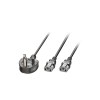 Lindy 2.5m UK 3 Pin Plug to 2 x IEC C13 Splitter Extension Cable, Black