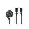 Lindy 2.5m UK 3 Pin Plug to 2 x IEC C7 Splitter Extension Cable, Black