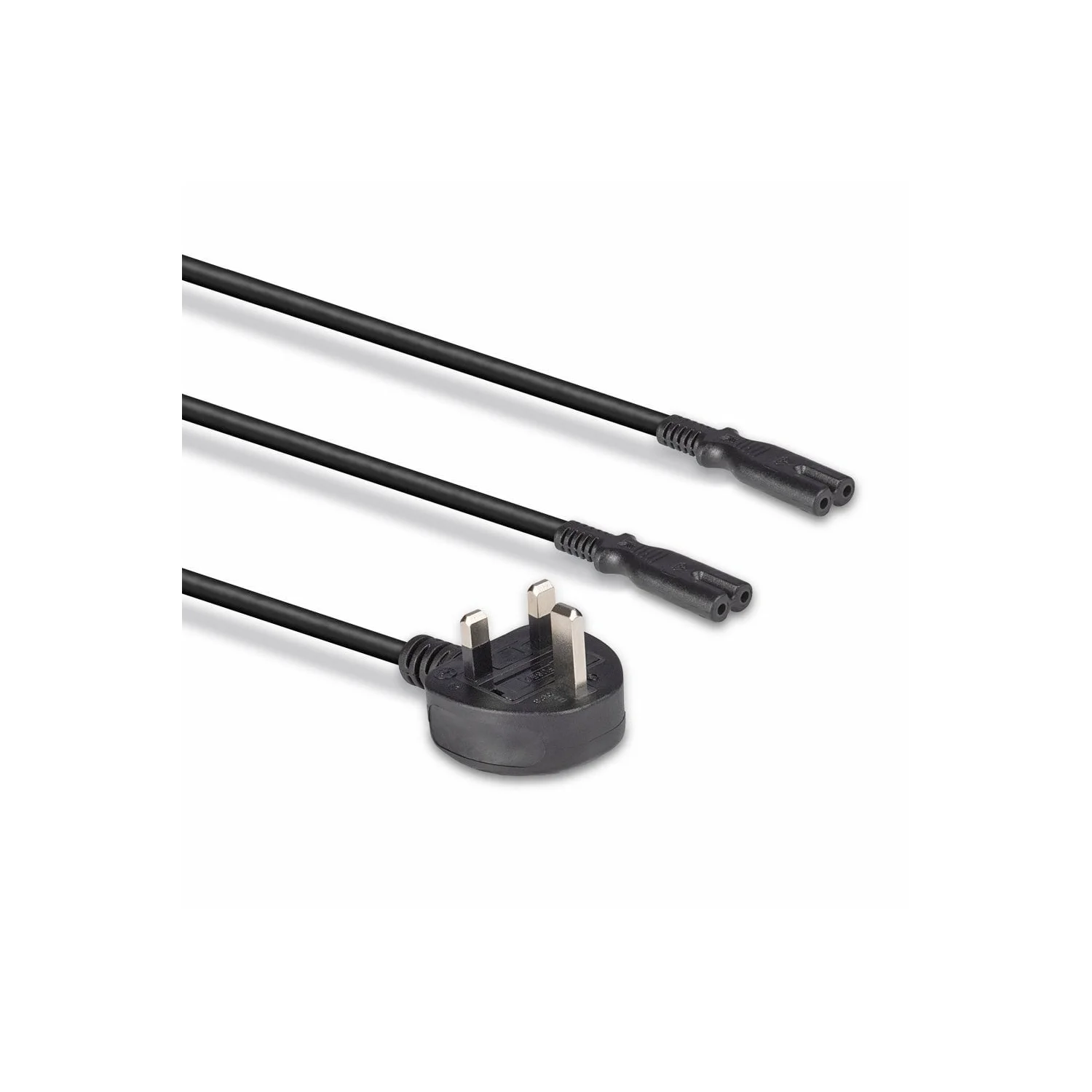 Lindy 2.5m UK 3 Pin Plug to 2 x IEC C7 Splitter Extension Cable, Black - image 3