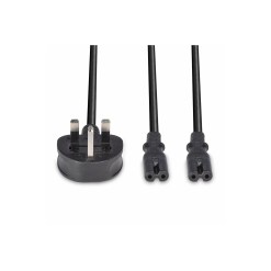 Lindy 2.5m UK 3 Pin Plug to 2 x IEC C7 Splitter Extension Cable, Black - image 4
