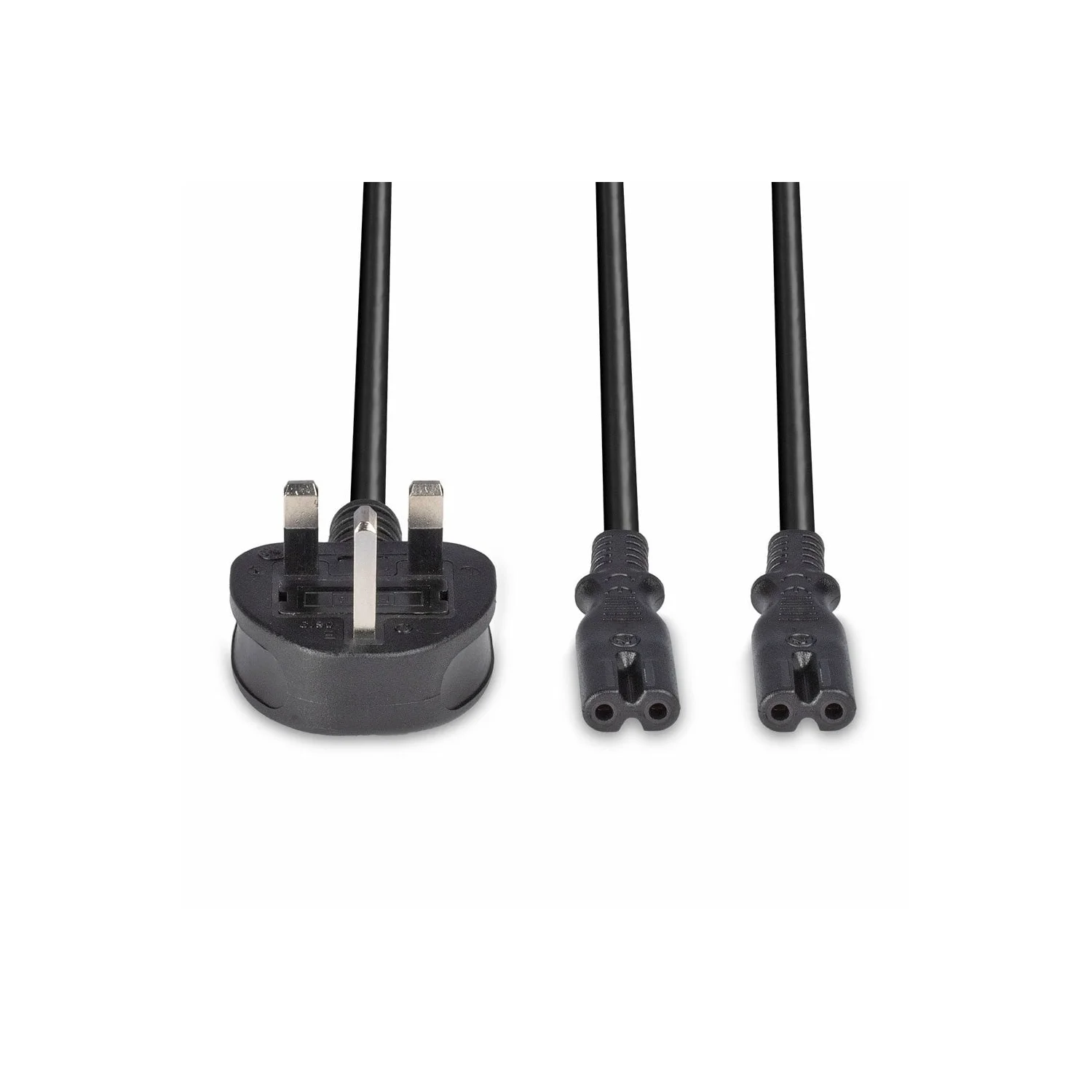 Lindy 2.5m UK 3 Pin Plug to 2 x IEC C7 Splitter Extension Cable, Black - image 4