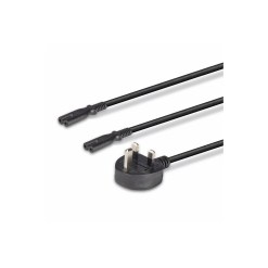 Lindy 2.5m UK 3 Pin Plug to 2 x IEC C7 Splitter Extension Cable, Black - image 5