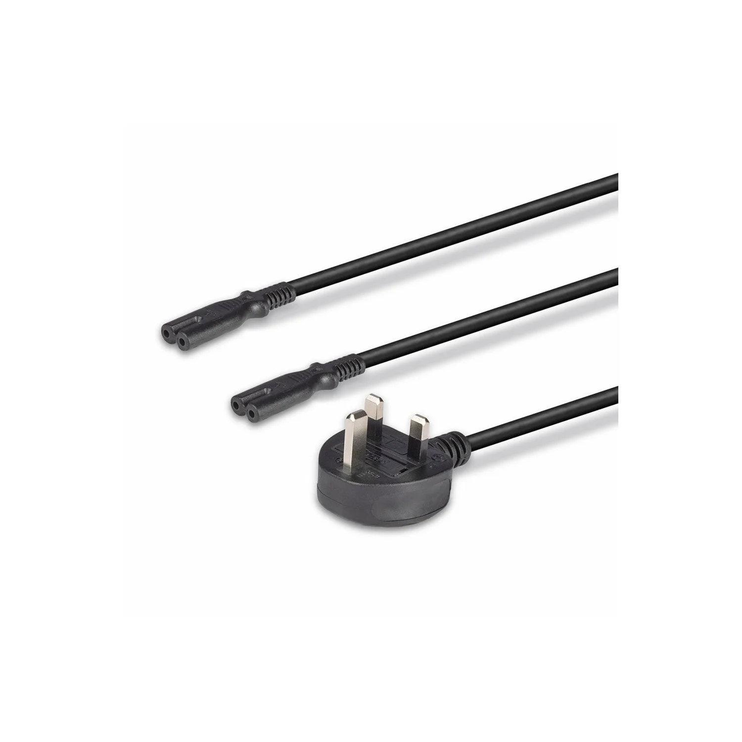Lindy 2.5m UK 3 Pin Plug to 2 x IEC C7 Splitter Extension Cable, Black - image 5