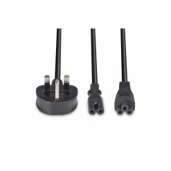 Lindy 2.5m UK 3 Pin Plug to IEC C5 & IEC C7 Splitter Extension Cable, Black - image 4