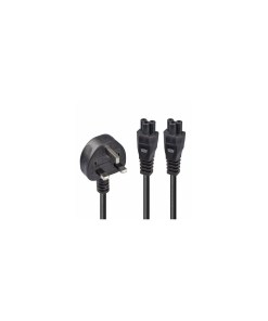 Lindy 2.5m UK 3 Pin Plug To IEC 2 x C5 Splitter Extension Cable, Black