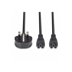 Lindy 2.5m UK 3 Pin Plug To IEC 2 x C5 Splitter Extension Cable, Black - image 4
