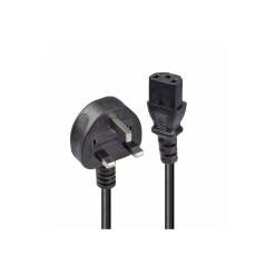 Lindy 15m UK 3 Pin Plug to IEC C13 mains power Cable, Black