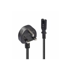 Lindy 1m UK 3 Pin Plug To IEC C7 Mains Power Cable, Black