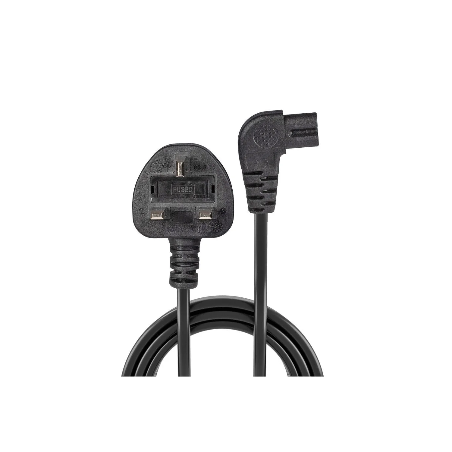 Lindy 0.5m UK 3 Pin Plug to Right Angled IEC C7 mains power Cable, Black - image 2