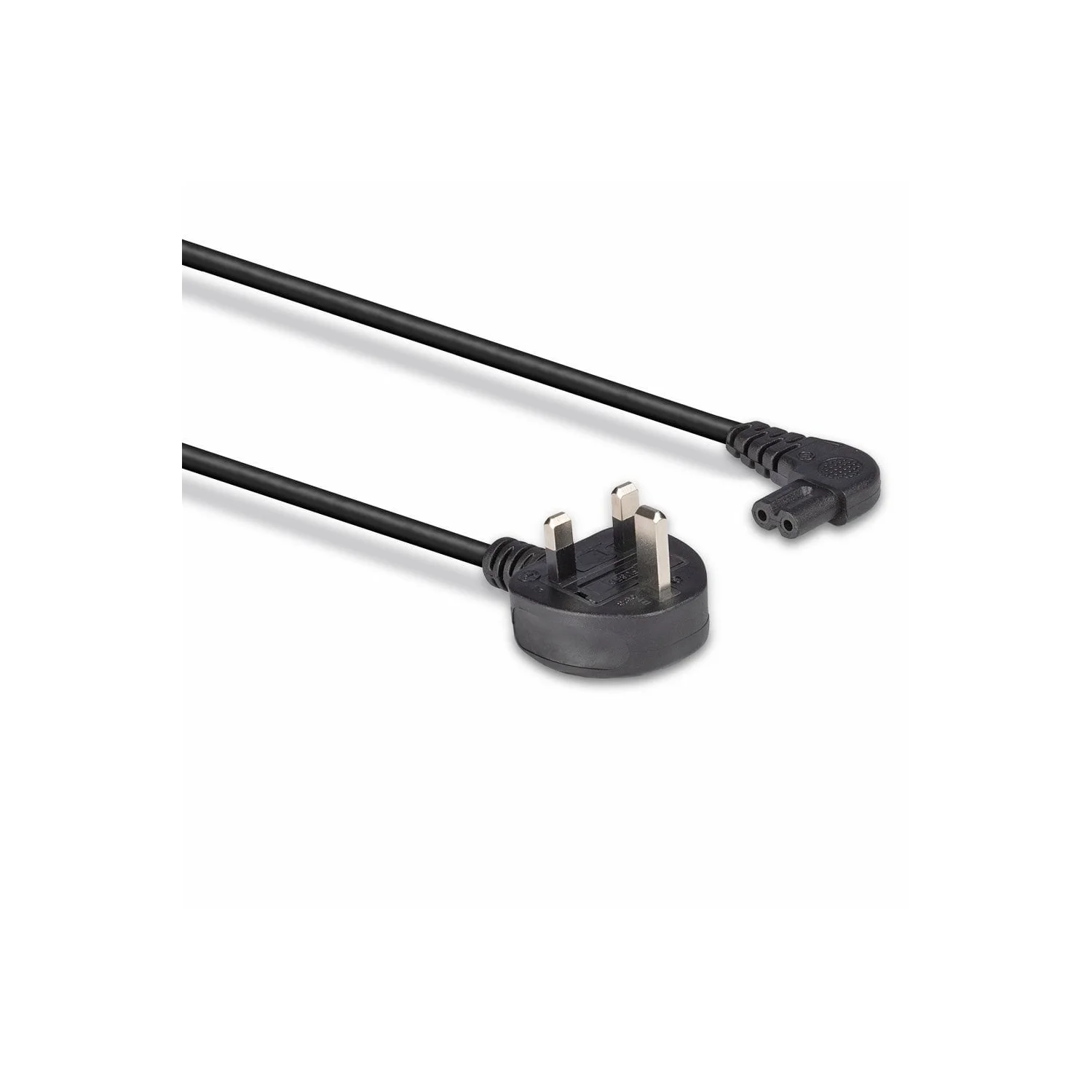 Lindy 0.5m UK 3 Pin Plug to Right Angled IEC C7 mains power Cable, Black - image 3