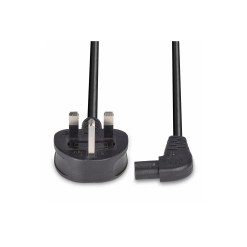 Lindy 0.5m UK 3 Pin Plug to Right Angled IEC C7 mains power Cable, Black - image 4