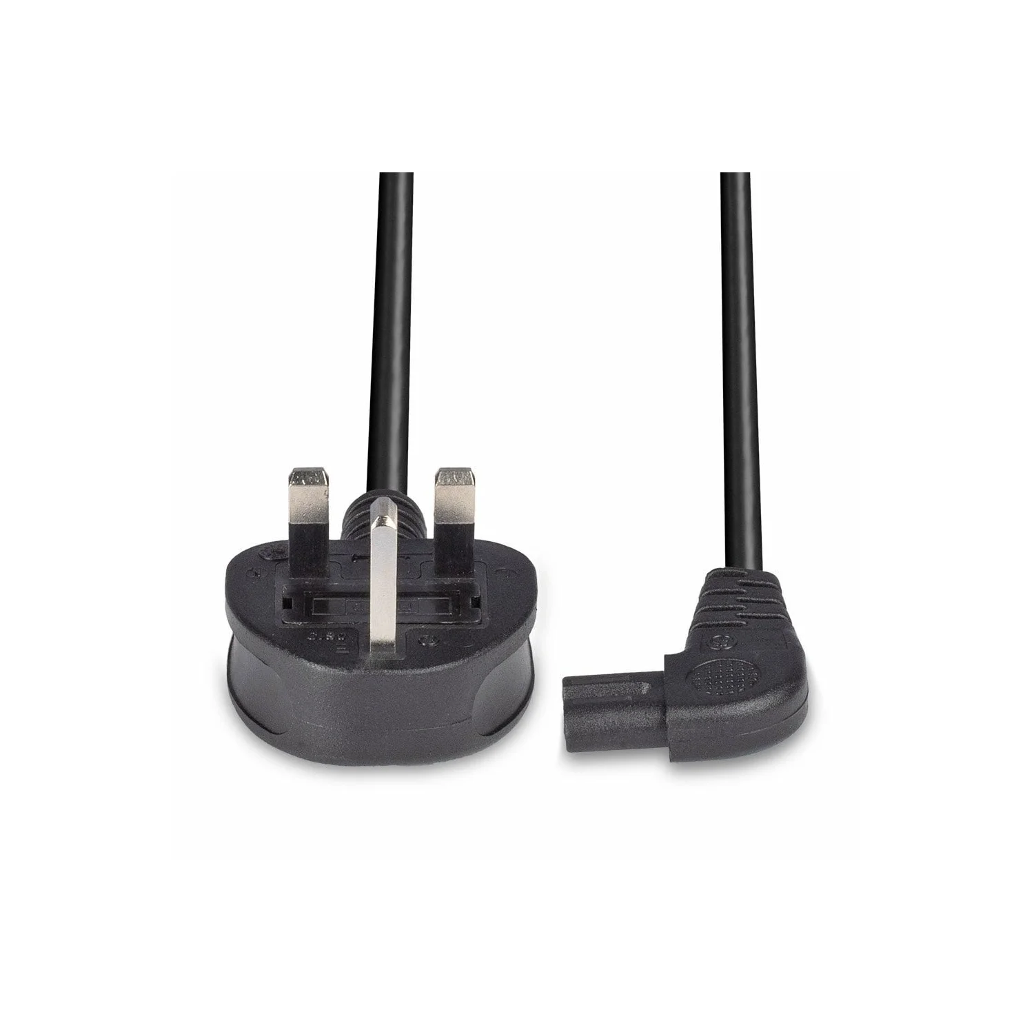 Lindy 0.5m UK 3 Pin Plug to Right Angled IEC C7 mains power Cable, Black - image 4