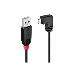 Lindy 1m USB 2.0 Cable - Type A to Micro-B Cable, 90 Degree Right Angle