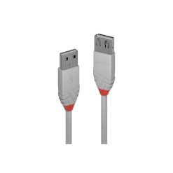 Lindy 1m USB 2.0 Type A Extension Cable, Anthra Line, Grey