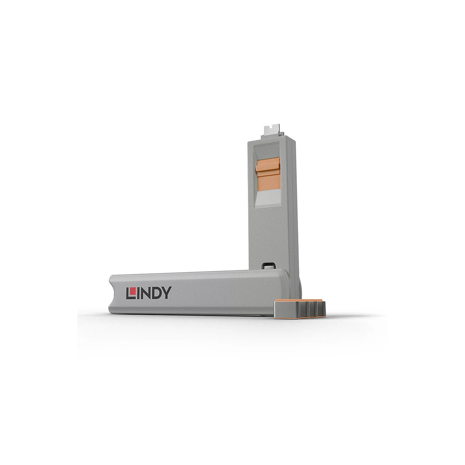 Lindy USB Type C Port Blocker Key - Pack of 4 Blockers, Orange